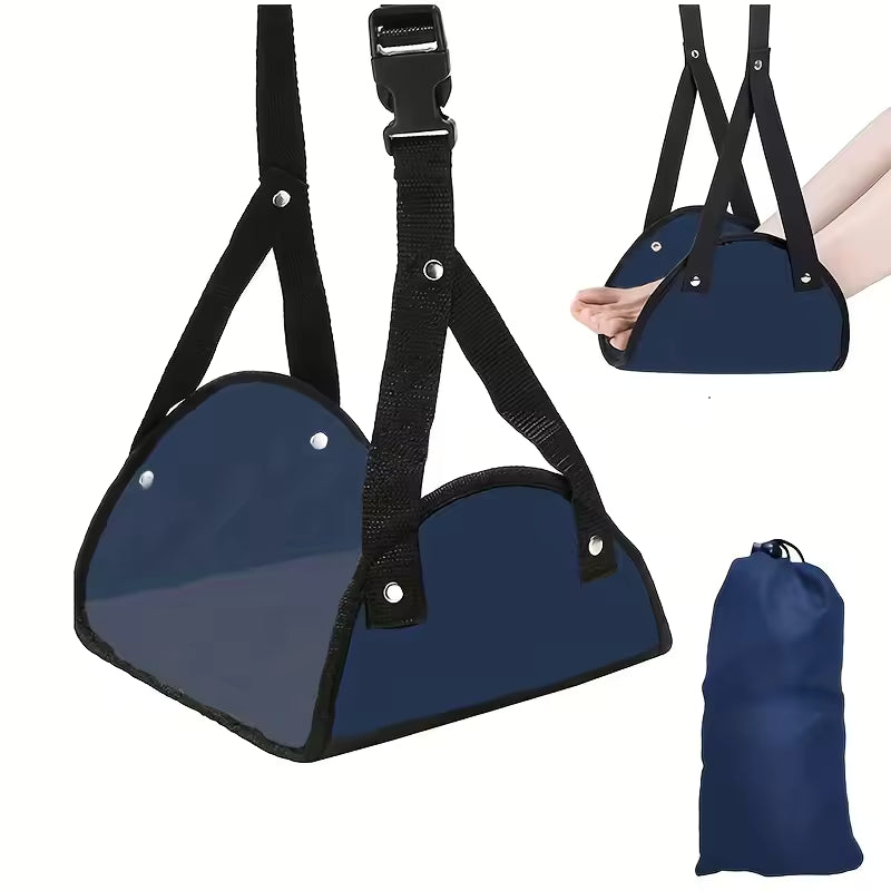 Airplane Footrest with Adjustable Strap – Portable Hammock Leg Rest Travel Accessory