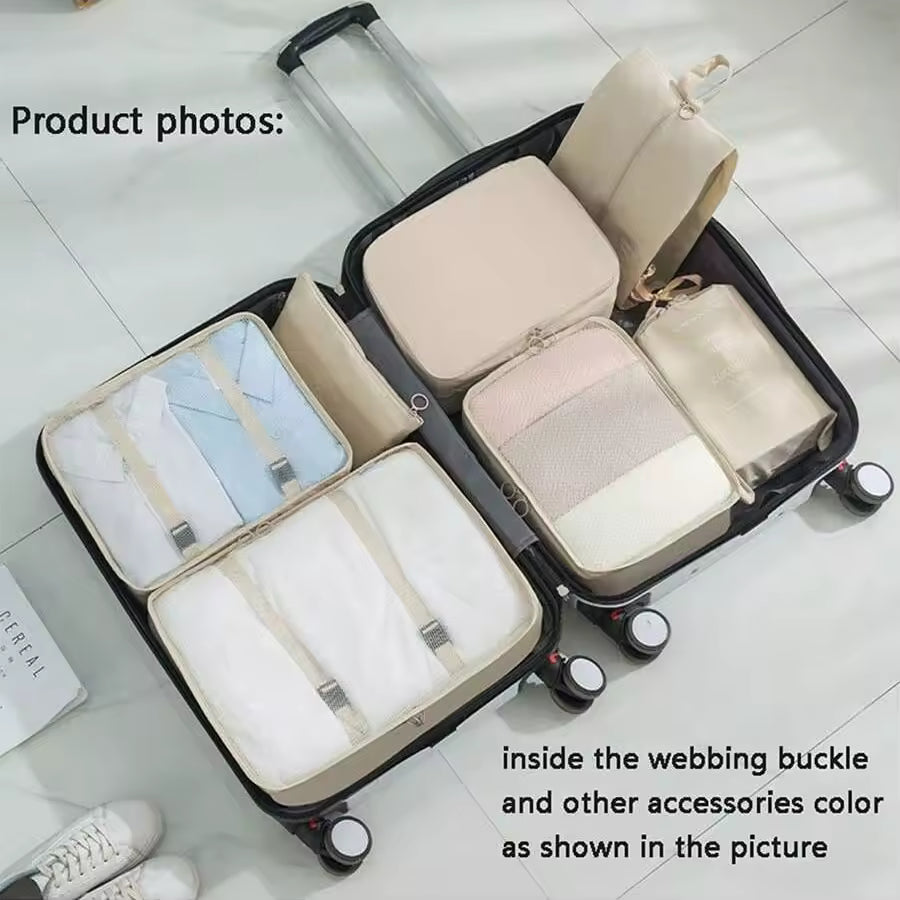 7–9 Pcs Travel Packing Cubes Set – Portable Luggage Organizer Bags for Clothes & Shoes (Foldable Suitcase Storage Set)