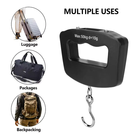 50kg LCD Digital Portable Luggage Scale High Precision Travel Hanging Scale with Webbing Strap