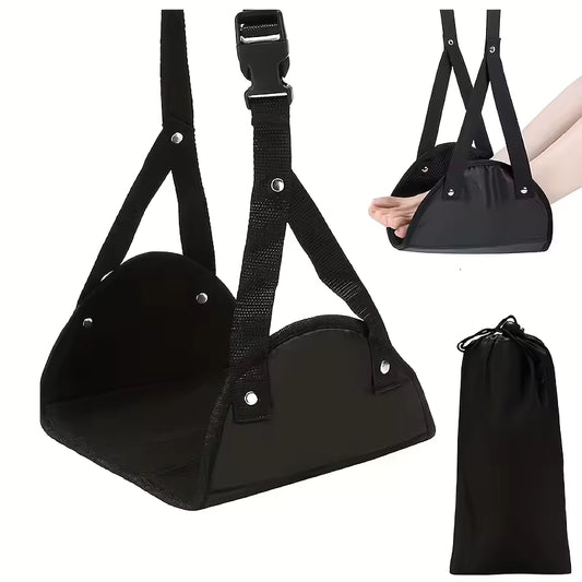 Airplane Footrest with Adjustable Strap – Portable Hammock Leg Rest Travel Accessory