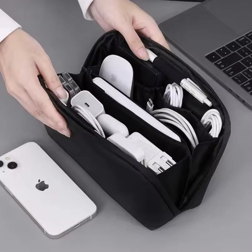 Portable USB Cable Organizer Bag Travel Tech Pouch for Earphones, Power Bank & Accessories