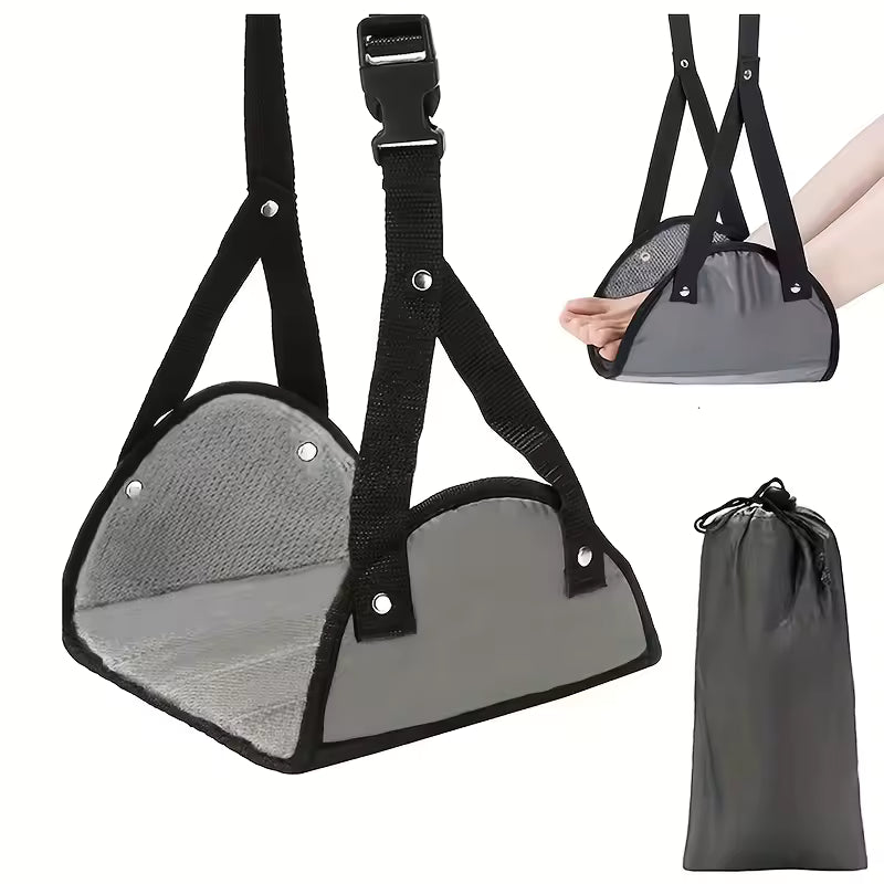 Airplane Footrest with Adjustable Strap – Portable Hammock Leg Rest Travel Accessory
