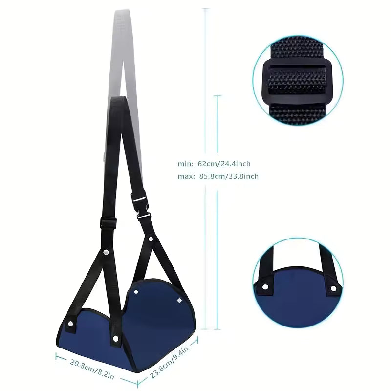 Airplane Footrest with Adjustable Strap – Portable Hammock Leg Rest Travel Accessory