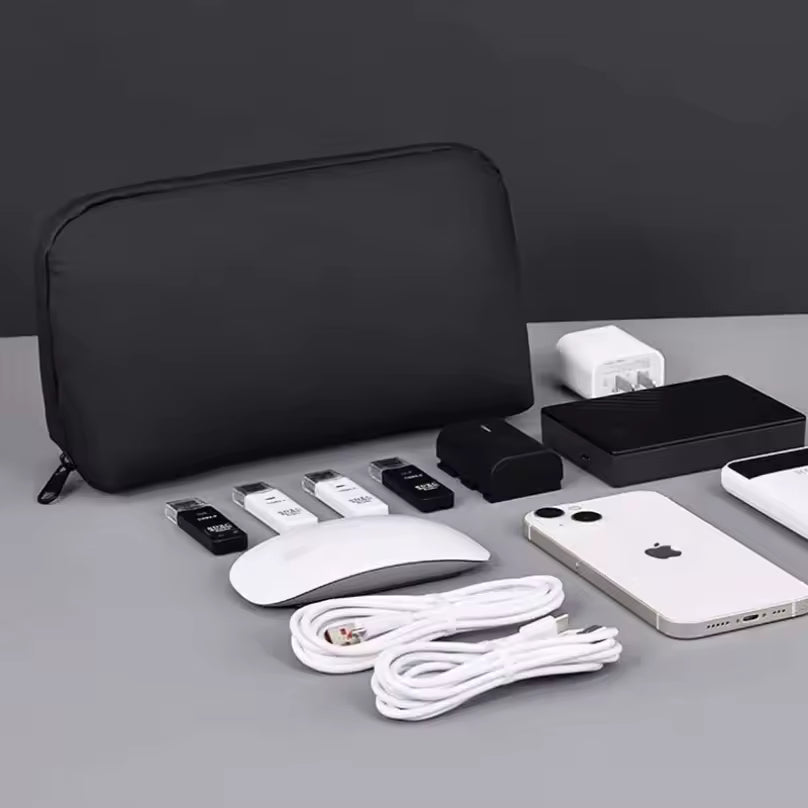 Portable USB Cable Organizer Bag Travel Tech Pouch for Earphones, Power Bank & Accessories