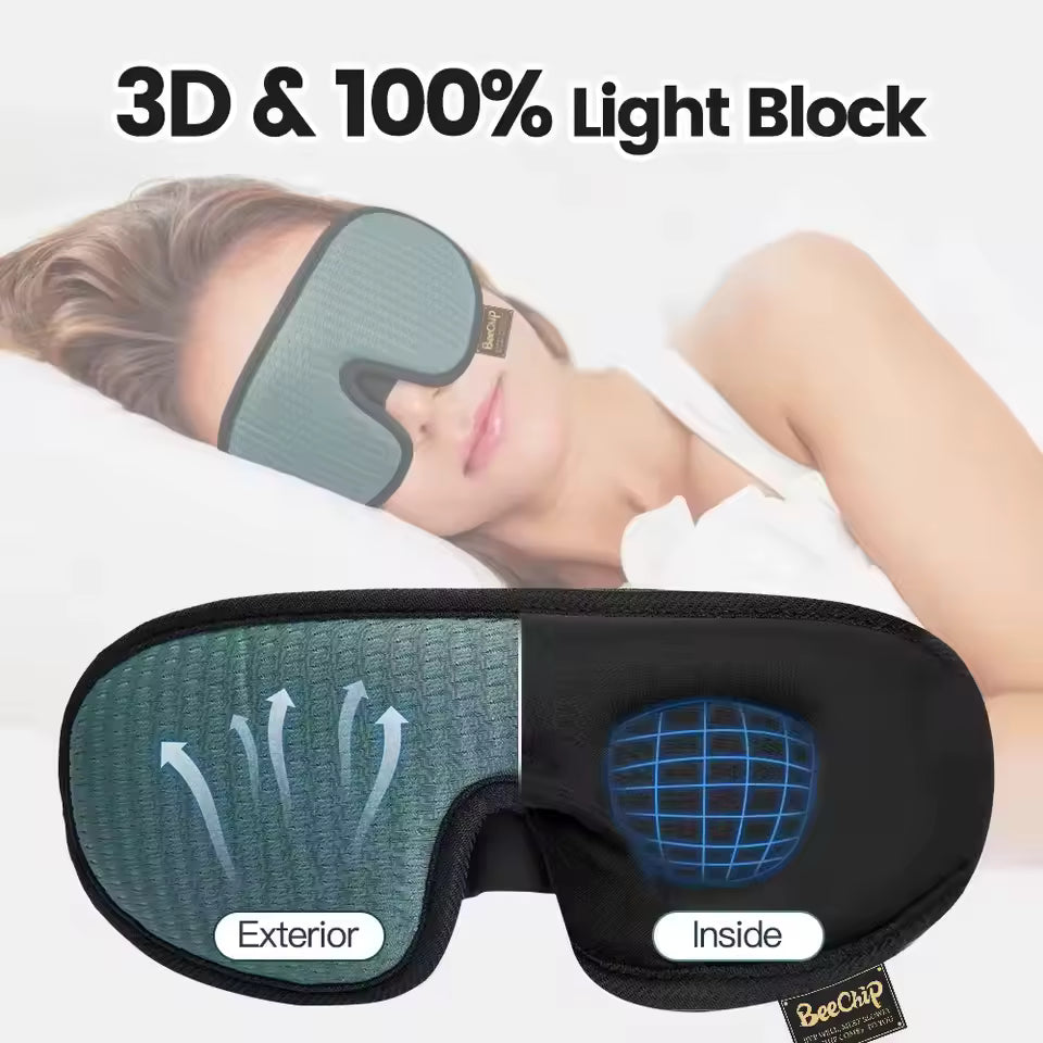 3D Contour Sleep Eye Mask for Side Sleepers – 100% Blackout Soft Travel Sleeping Mask