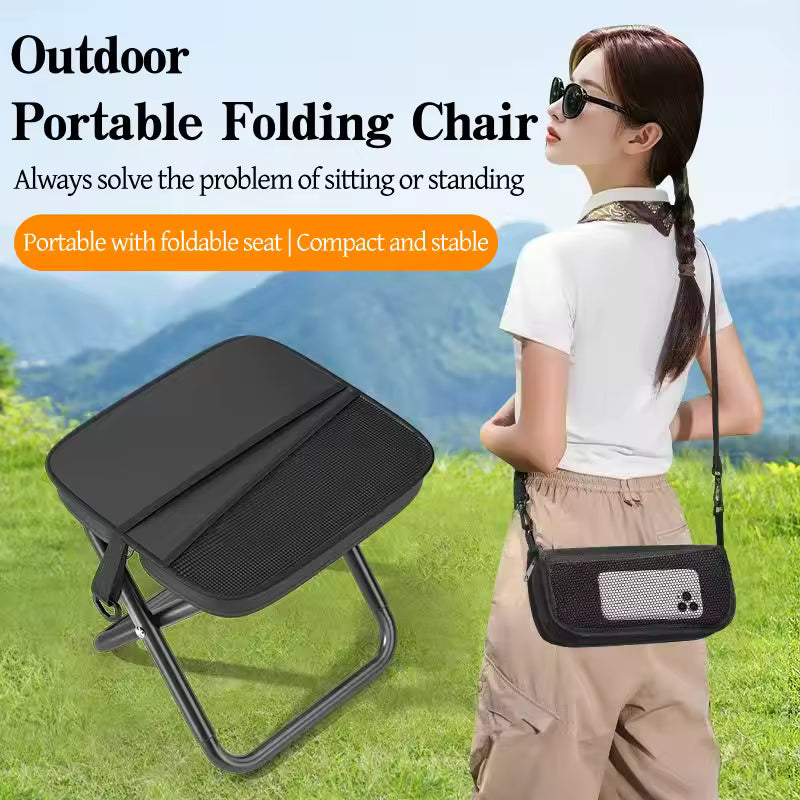 Portable Foldable Backpack Stool Lightweight Camping & Fishing Chair for Hiking Travel